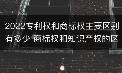 2022专利权和商标权主要区别有多少 商标权和知识产权的区别