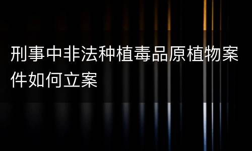 刑事中非法种植毒品原植物案件如何立案