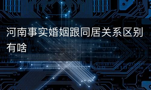 河南事实婚姻跟同居关系区别有啥