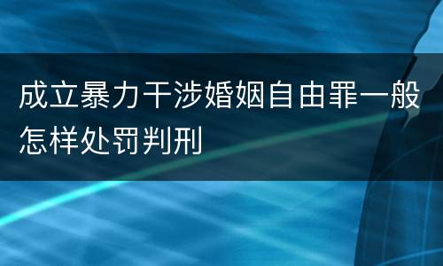 成立暴力干涉婚姻自由罪一般怎样处罚判刑