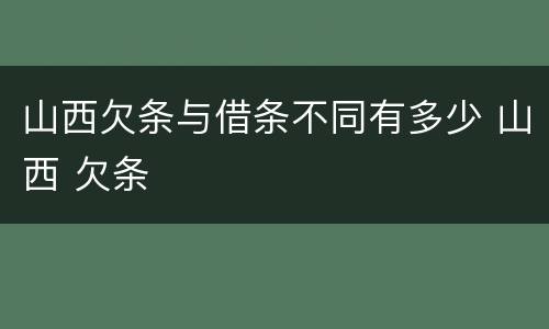 山西欠条与借条不同有多少 山西 欠条