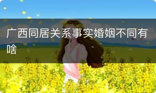 广西同居关系事实婚姻不同有啥