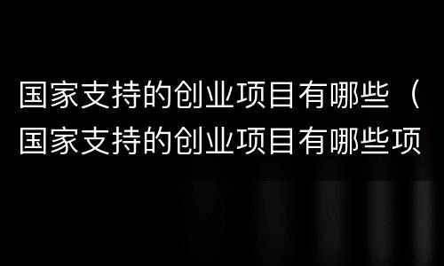 国家支持的创业项目有哪些（国家支持的创业项目有哪些项目）