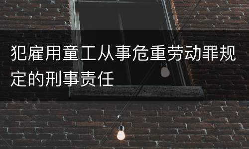 犯雇用童工从事危重劳动罪规定的刑事责任