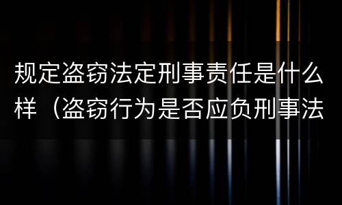 规定盗窃法定刑事责任是什么样（盗窃行为是否应负刑事法律责任）