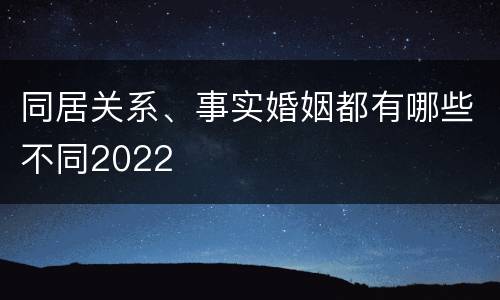 同居关系、事实婚姻都有哪些不同2022