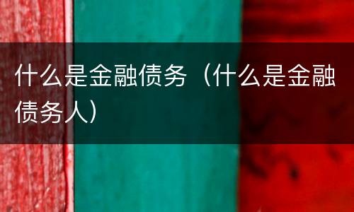 什么是金融债务（什么是金融债务人）