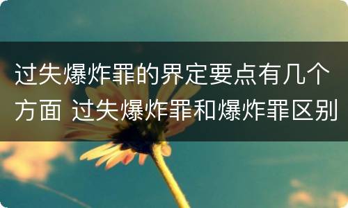 过失爆炸罪的界定要点有几个方面 过失爆炸罪和爆炸罪区别