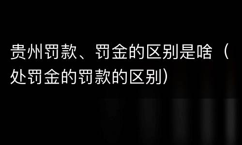 贵州罚款、罚金的区别是啥（处罚金的罚款的区别）