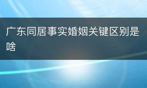 广东同居事实婚姻关键区别是啥