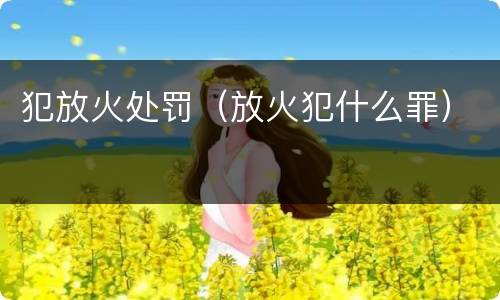 犯放火处罚（放火犯什么罪）