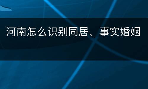河南怎么识别同居、事实婚姻