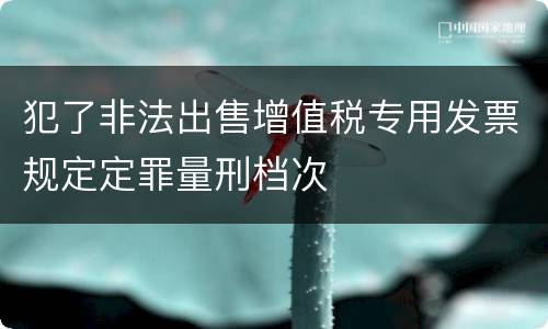犯了非法出售增值税专用发票规定定罪量刑档次