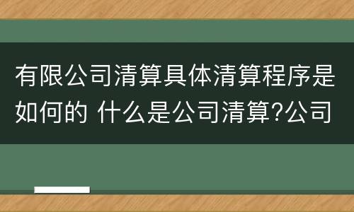 有限公司清算具体清算程序是如何的 什么是公司清算?公司清算的程序