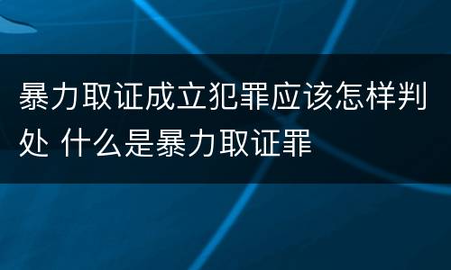 暴力取证成立犯罪应该怎样判处 什么是暴力取证罪