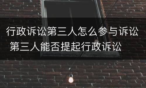 行政诉讼第三人怎么参与诉讼 第三人能否提起行政诉讼
