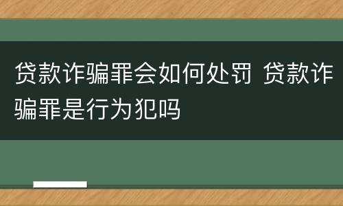 贷款诈骗罪会如何处罚 贷款诈骗罪是行为犯吗