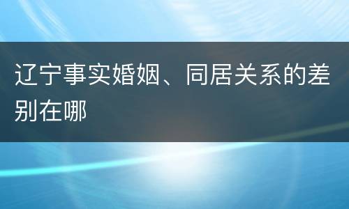 辽宁事实婚姻、同居关系的差别在哪