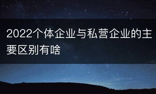 2022个体企业与私营企业的主要区别有啥