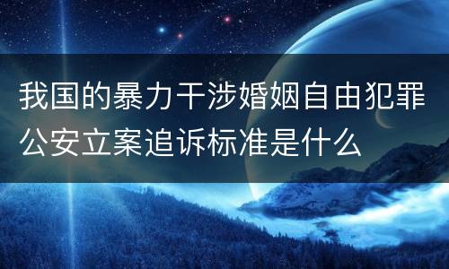 我国的暴力干涉婚姻自由犯罪公安立案追诉标准是什么