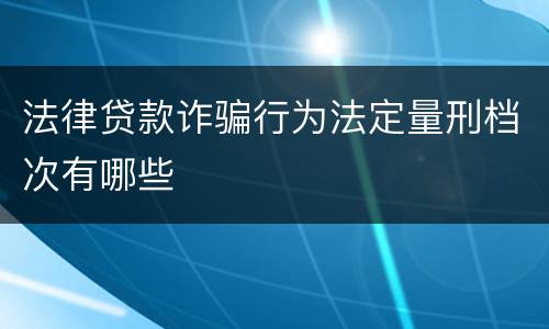 法律贷款诈骗行为法定量刑档次有哪些