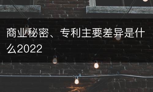 商业秘密、专利主要差异是什么2022