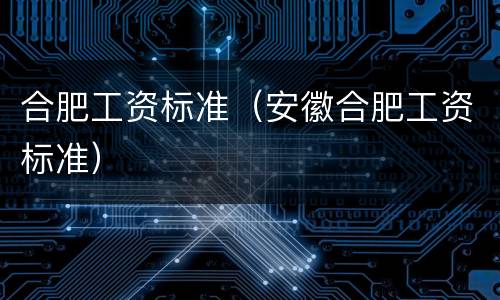 合肥工资标准（安徽合肥工资标准）