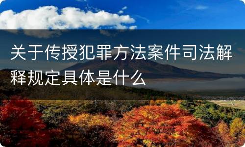 关于传授犯罪方法案件司法解释规定具体是什么