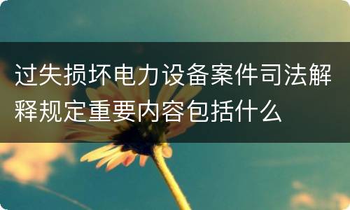 过失损坏电力设备案件司法解释规定重要内容包括什么