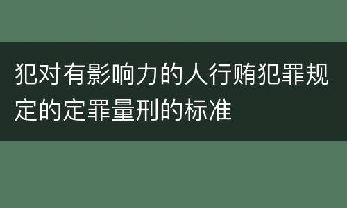 犯对有影响力的人行贿犯罪规定的定罪量刑的标准