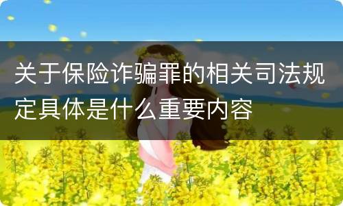 关于保险诈骗罪的相关司法规定具体是什么重要内容
