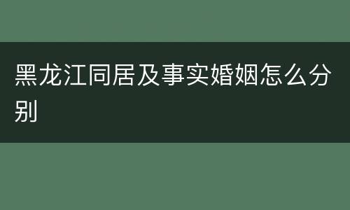 黑龙江同居及事实婚姻怎么分别