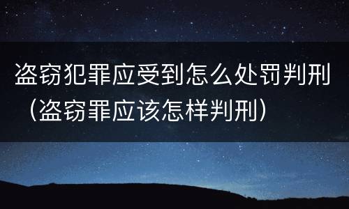 盗窃犯罪应受到怎么处罚判刑（盗窃罪应该怎样判刑）