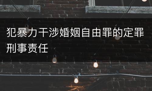 犯暴力干涉婚姻自由罪的定罪刑事责任