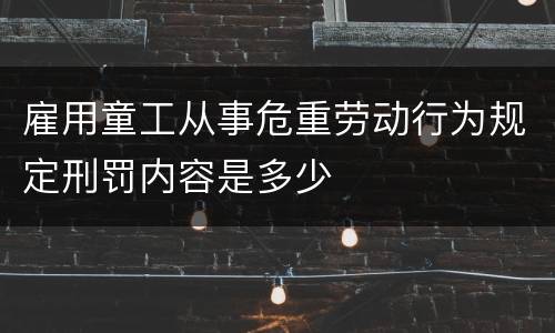 雇用童工从事危重劳动行为规定刑罚内容是多少