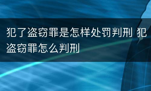 犯了盗窃罪是怎样处罚判刑 犯盗窃罪怎么判刑