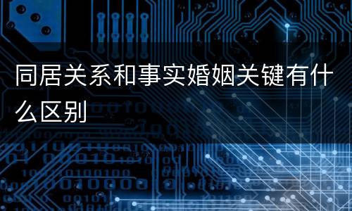 同居关系和事实婚姻关键有什么区别