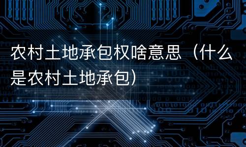 农村土地承包权啥意思（什么是农村土地承包）