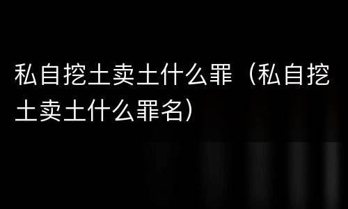 私自挖土卖土什么罪（私自挖土卖土什么罪名）