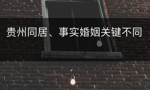 贵州同居、事实婚姻关键不同