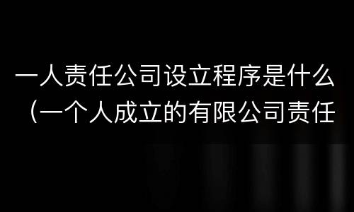 一人责任公司设立程序是什么（一个人成立的有限公司责任）