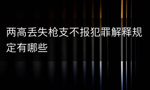 两高丢失枪支不报犯罪解释规定有哪些