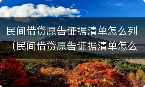 民间借贷原告证据清单怎么列（民间借贷原告证据清单怎么列入）