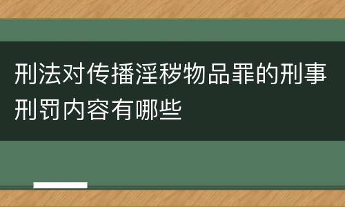 刑法对传播淫秽物品罪的刑事刑罚内容有哪些