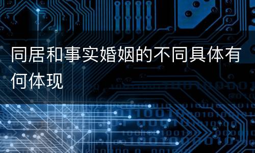 同居和事实婚姻的不同具体有何体现