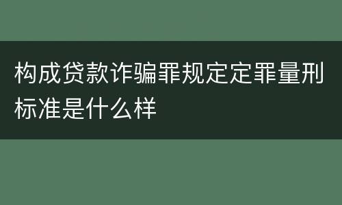 构成贷款诈骗罪规定定罪量刑标准是什么样