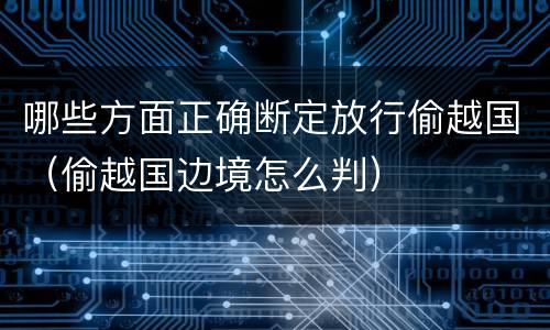 哪些方面正确断定放行偷越国（偷越国边境怎么判）