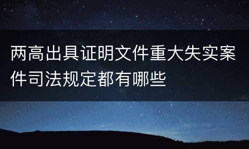 两高出具证明文件重大失实案件司法规定都有哪些