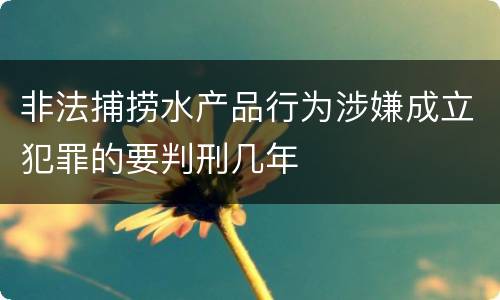 非法捕捞水产品行为涉嫌成立犯罪的要判刑几年