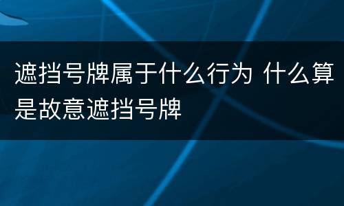 遮挡号牌属于什么行为 什么算是故意遮挡号牌